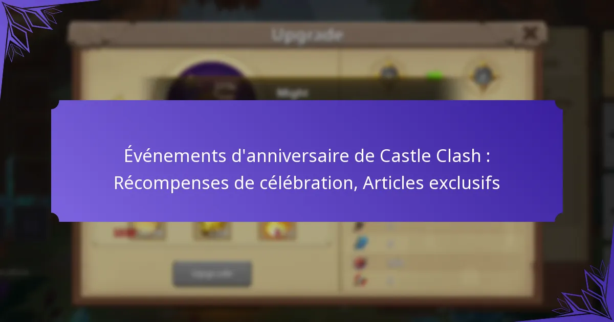 Événements d’anniversaire de Castle Clash : Récompenses de célébration, Articles exclusifs