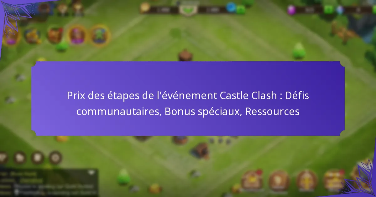 Prix des étapes de l’événement Castle Clash : Défis communautaires, Bonus spéciaux, Ressources