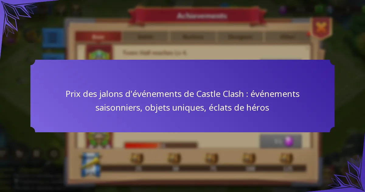 Prix des jalons d’événements de Castle Clash : événements saisonniers, objets uniques, éclats de héros