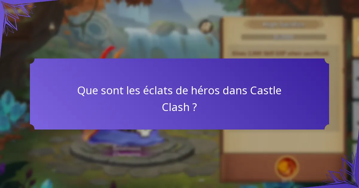 Que sont les éclats de héros dans Castle Clash ?